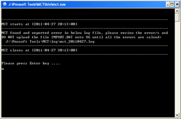 MCT Executable Screen