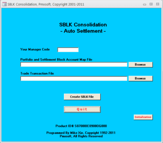 SBLK Main Operation Screen