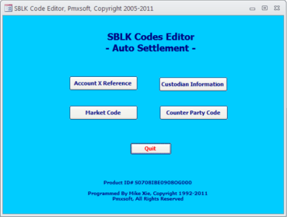 SBLK Codes Maintenance Screen