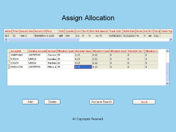 TAS Allocate Screen
